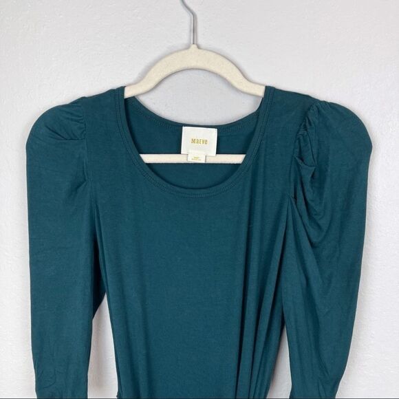 ANTHROPOLOGIE MAEVE Ceres Ruched Green Dress XXS - Picture 3 of 9